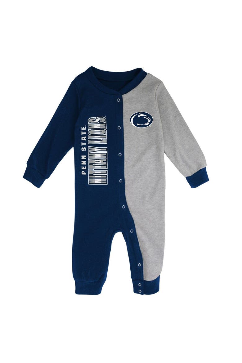 Infant Navy/Heather Gray Penn State Nittany Lions Halftime Two-Tone Sleeper, Alternate, color, Navy
