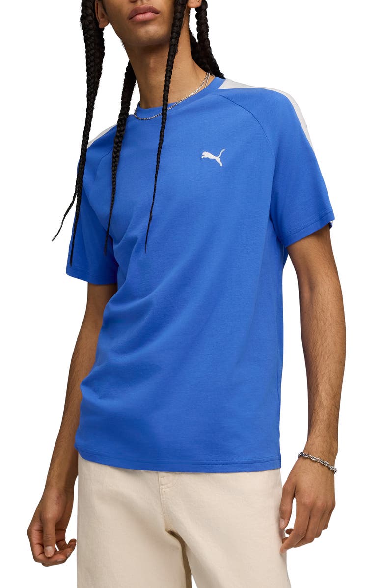 PUMA T7 Cotton T-Shirt, Main, color, Mountain Blue
