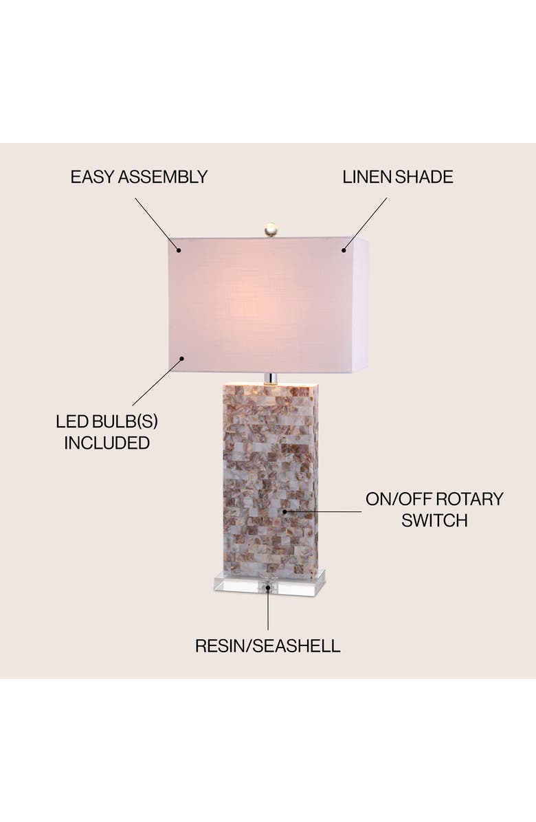 JONATHAN Y Cannon 29" Seashell and Crystal LED Table Lamp, Natural/Clear, Alternate, color, Natural/Clear