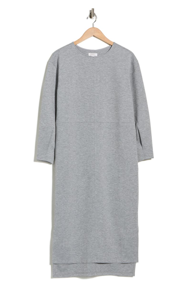 NORDSTROM RACK Long Sleeve Neoprene Midi Dress, Alternate, color, Grey Medium Heather