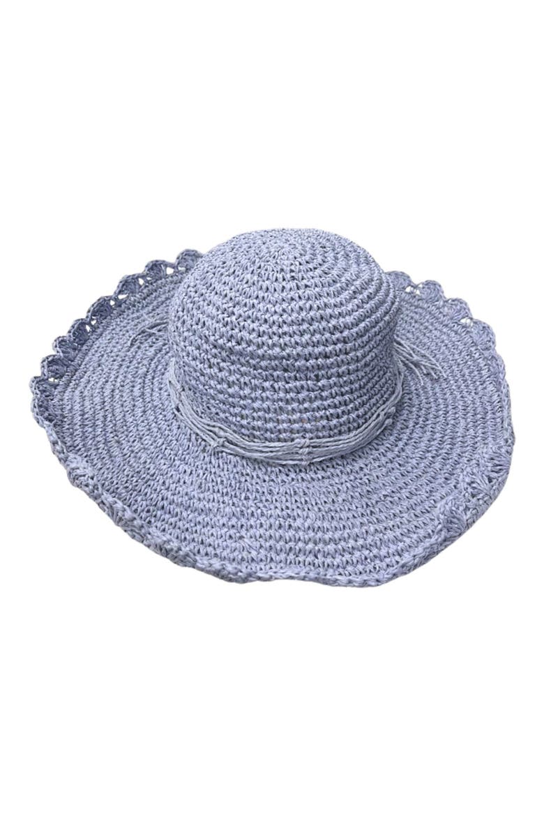 Scalloped Straw Sun Hat, Main, color, LIGHT BLUE