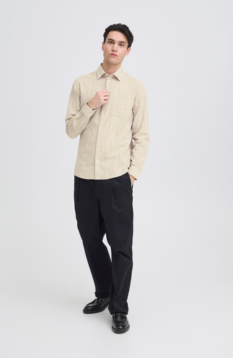 CASUAL FRIDAY Stripe Regular Fit Cotton Blend Button-Up Shirt, Alternate, color, Island Fossil