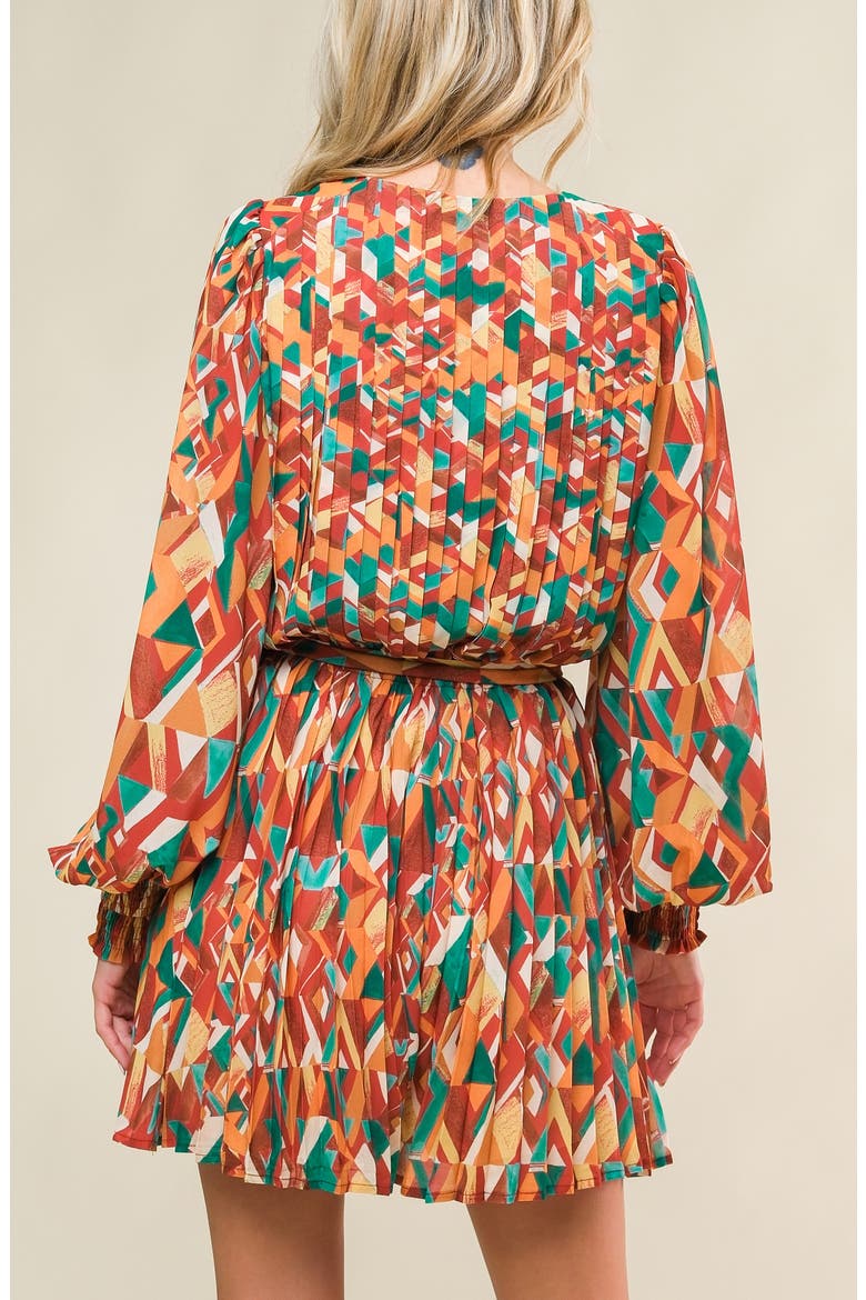 Print Pleated Romper, Alternate, color, BROWN/GREEN