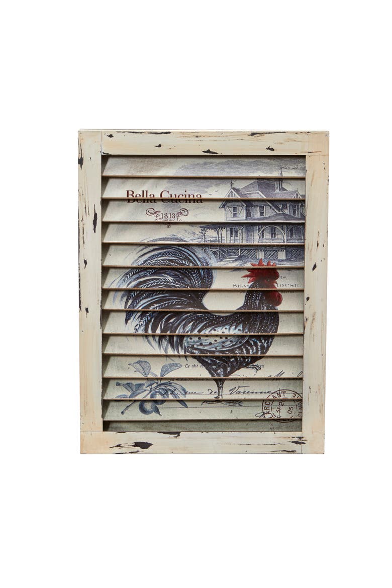 Rooster Window Shutter Wall Decor, Main, color, Cream