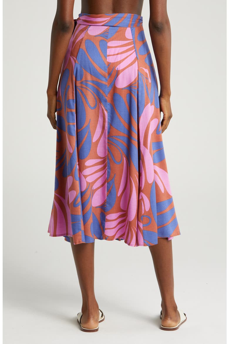 Valencia Floral Organic Cotton Wrap Skirt, Alternate, color, AUBURN ABSTRACT FLORAL