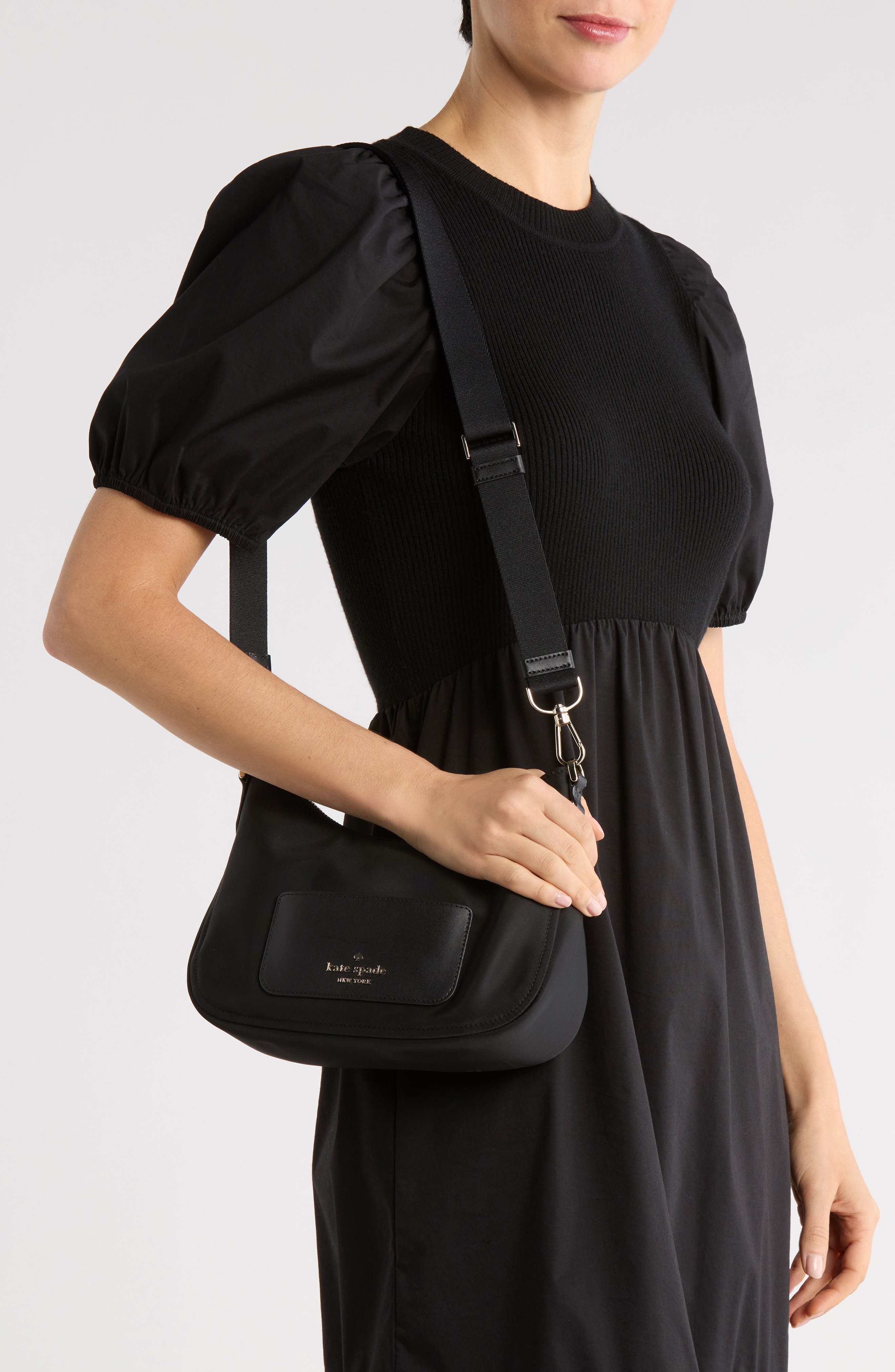 Kate Spade New York chelsea recycled polyamide crossbody bag, Alternate, color, Black