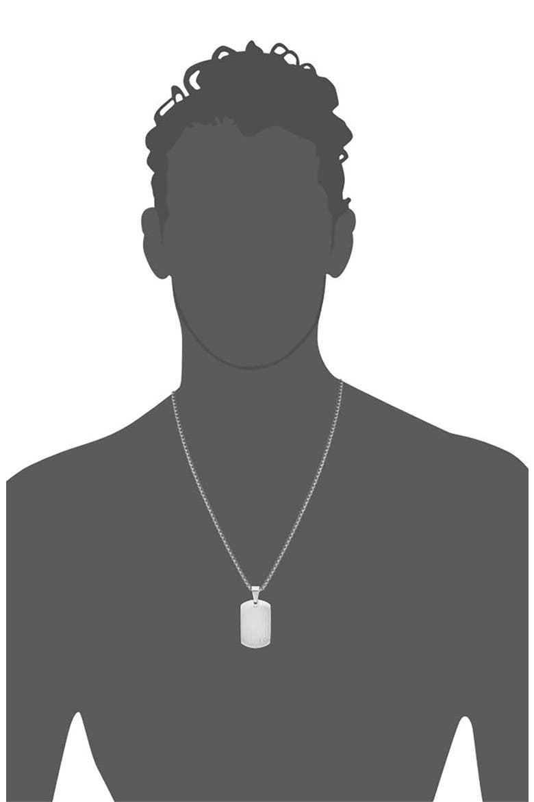 Men's Stainless Steel Textured Dog Tag Pendant Necklace, Alternate, color, SILVER