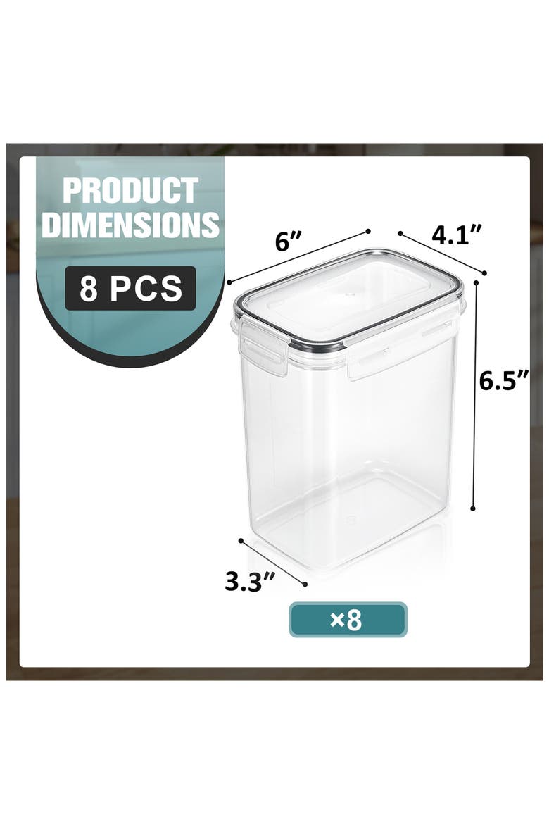 8-Pack Airtight Dry Food Storage Containers, Alternate, color, CLEAR
