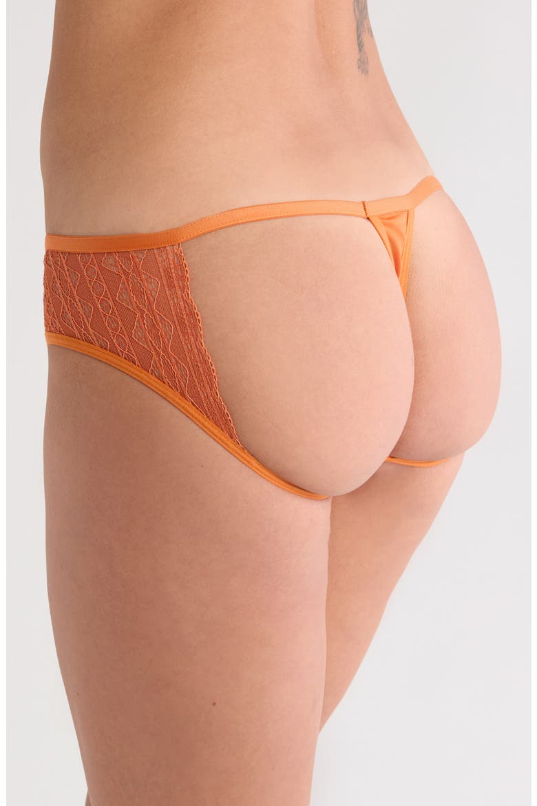 Playing Koi Cutout Lace Thong, Alternate, color, ORANGE