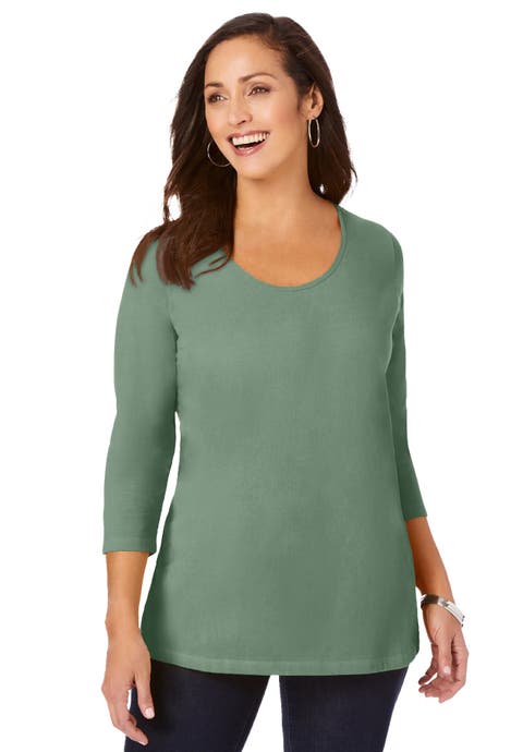 Stretch Cotton Scoop Neck Tee