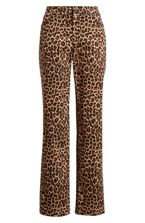 Anne Klein Leopard Print Bootcut Pants In Brown