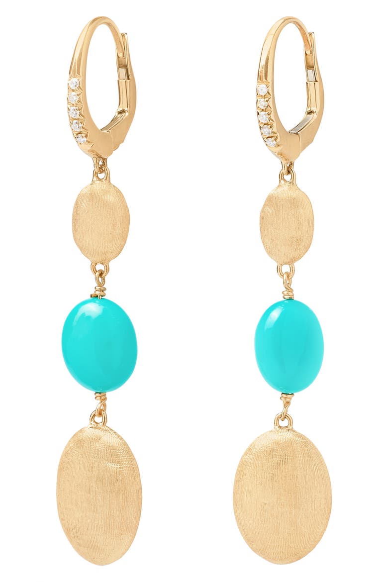 Siviglia Bead & Turquoise Drop Earrings, Main, color, GOLD