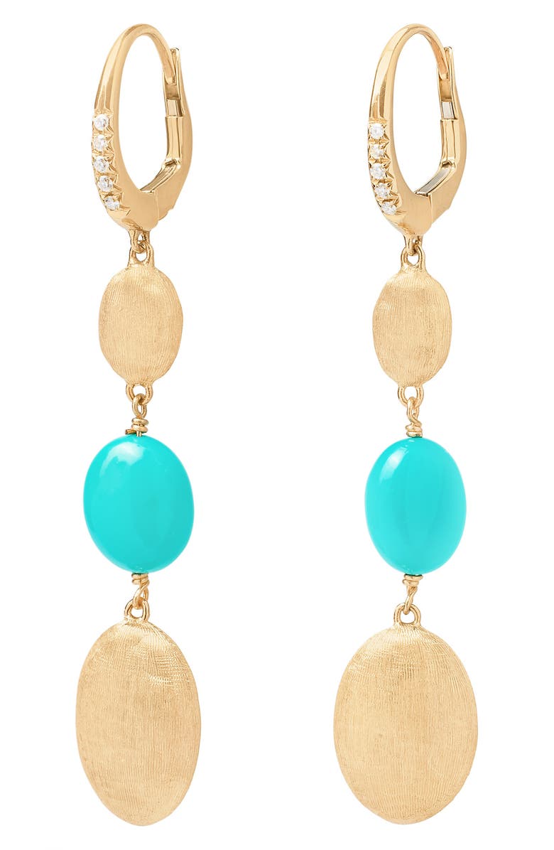 Marco Bicego Siviglia Bead & Turquoise Drop Earrings, Main, color, Gold