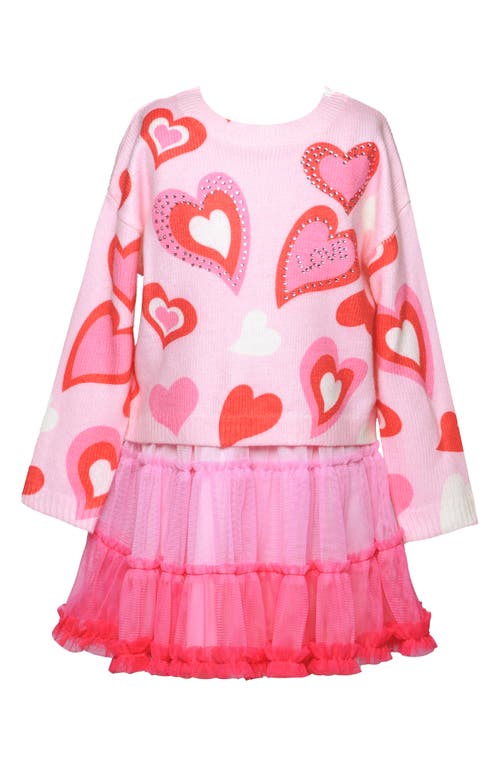 Shop Truly Me Kids' Heart Tutu Dress In Pink Multi