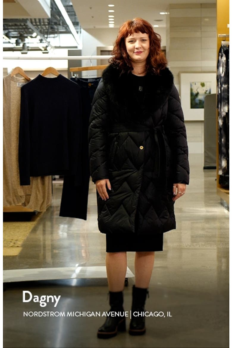 Faux Fur Collar Diamond Quilted Coat video