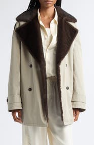 Alexander Wang Faux Fur Collar Oversized Trench Coat