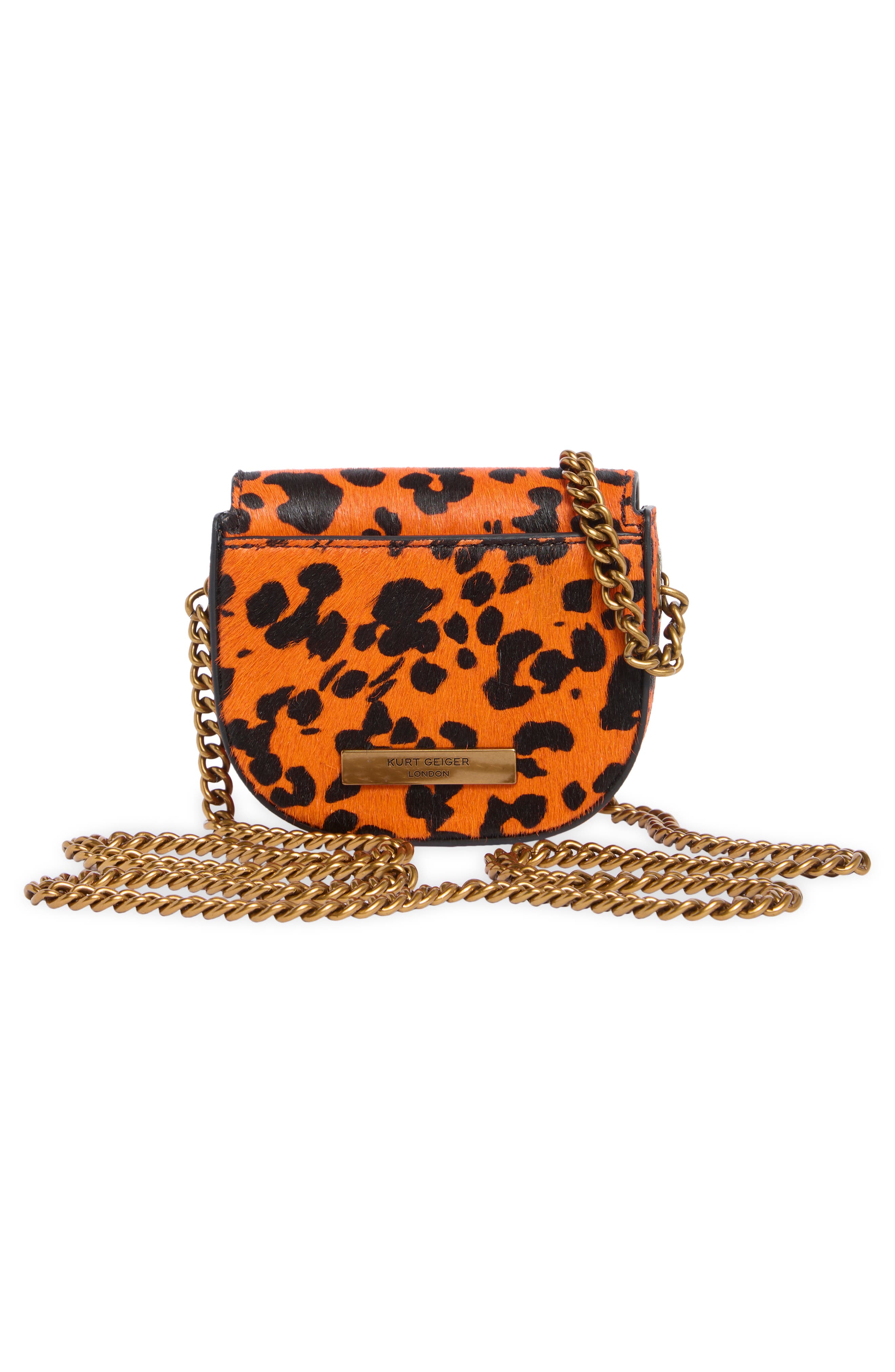 Kurt Geiger London Micro Chelsea Genuine Calf Hair Saddle Crossbody Bag, Alternate, color, Orange