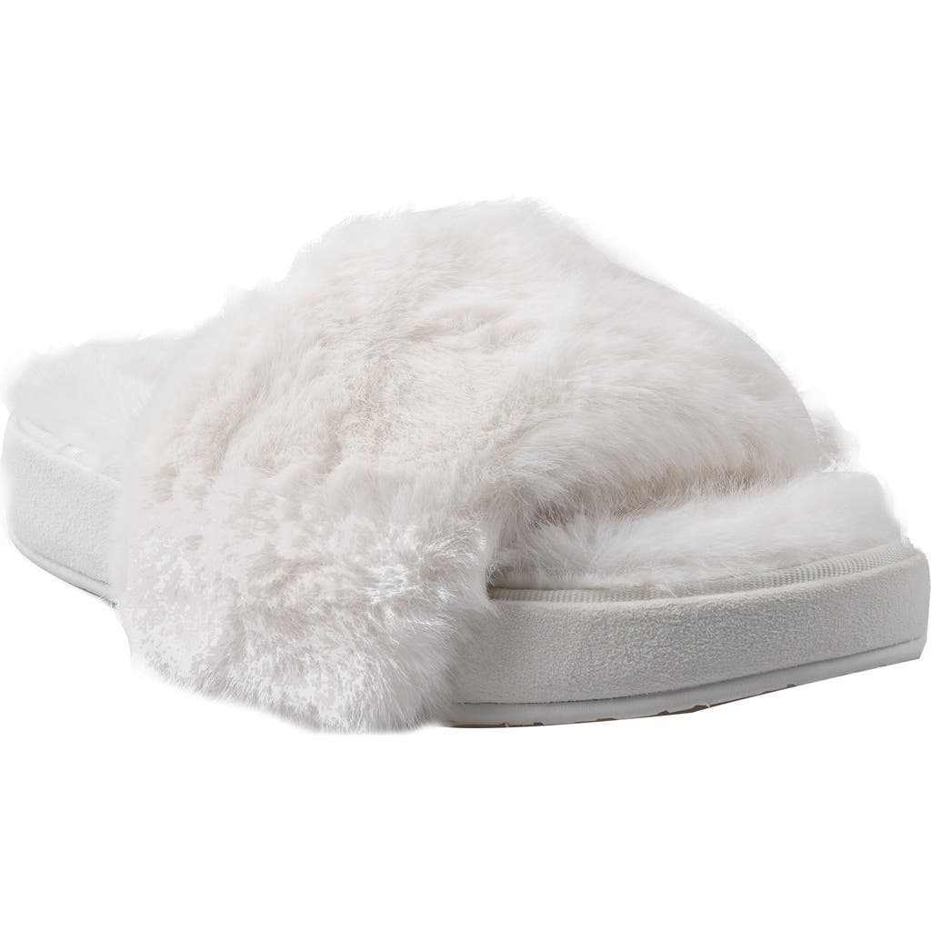 National Comfort Macklin Faux Fur Slipper In White