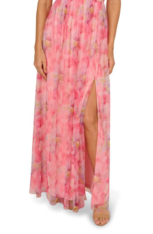 ADRIANNA PAPELL ADRIANNA PAPELL SWEETPEA OFF THE SHOULDER TULLE GOWN