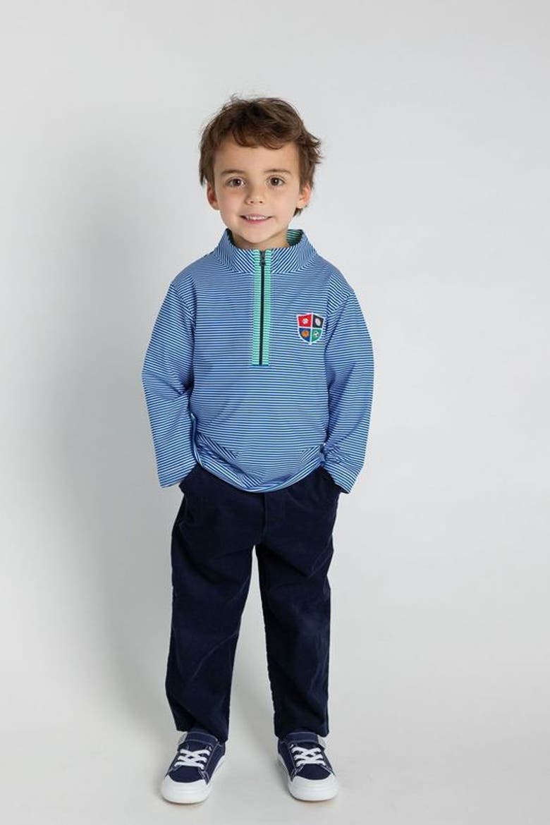 Stripe Performance Knit Half Zip With Sports Crest, Alternate, color, Royal Stripe