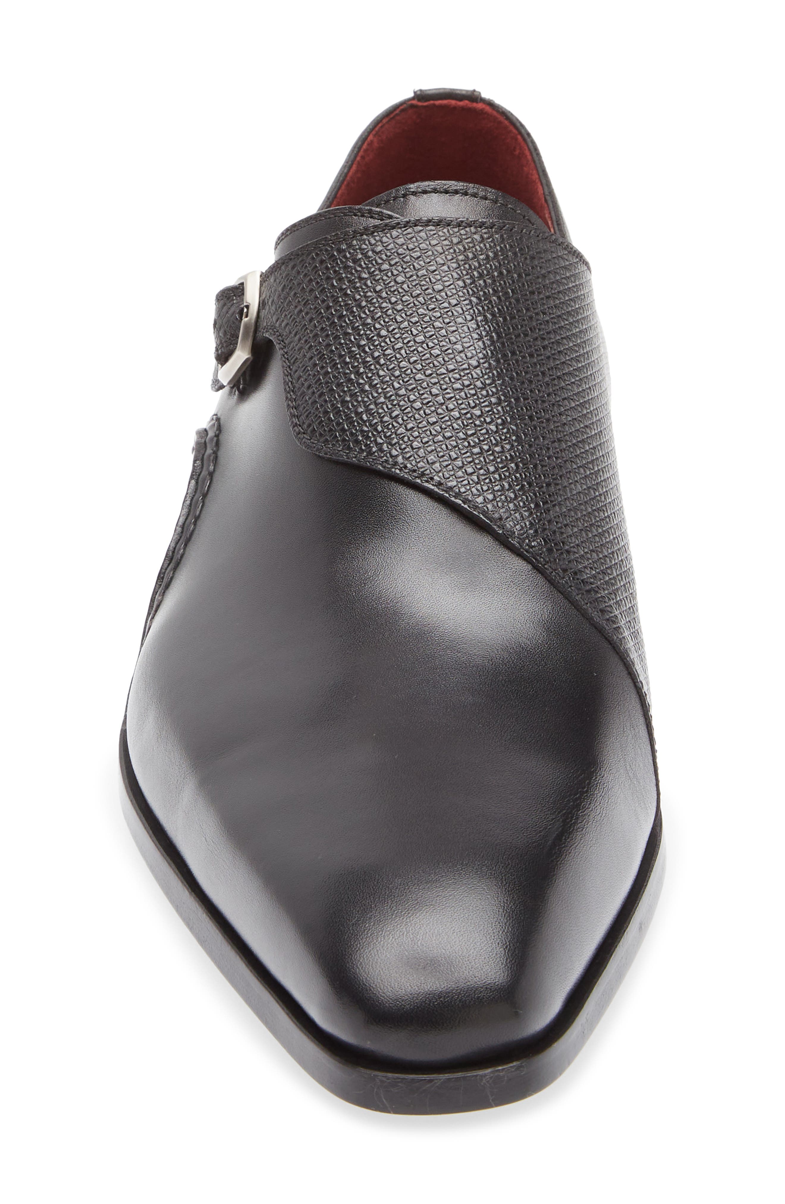 Magnanni Carver Plain Toe One Buckle Monk Shoe, Alternate, color, Black