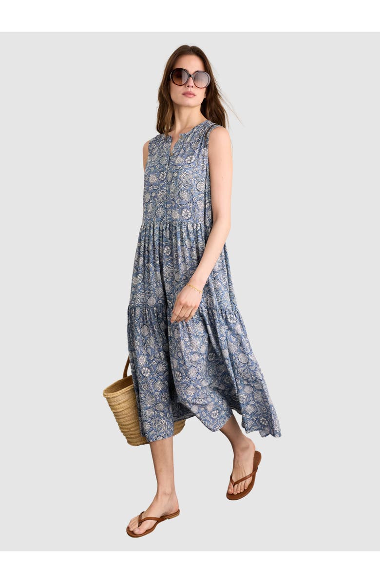 Baukjen Annmarie Sleeveless Printed Dress, Alternate, color, Denim Woodblock Print