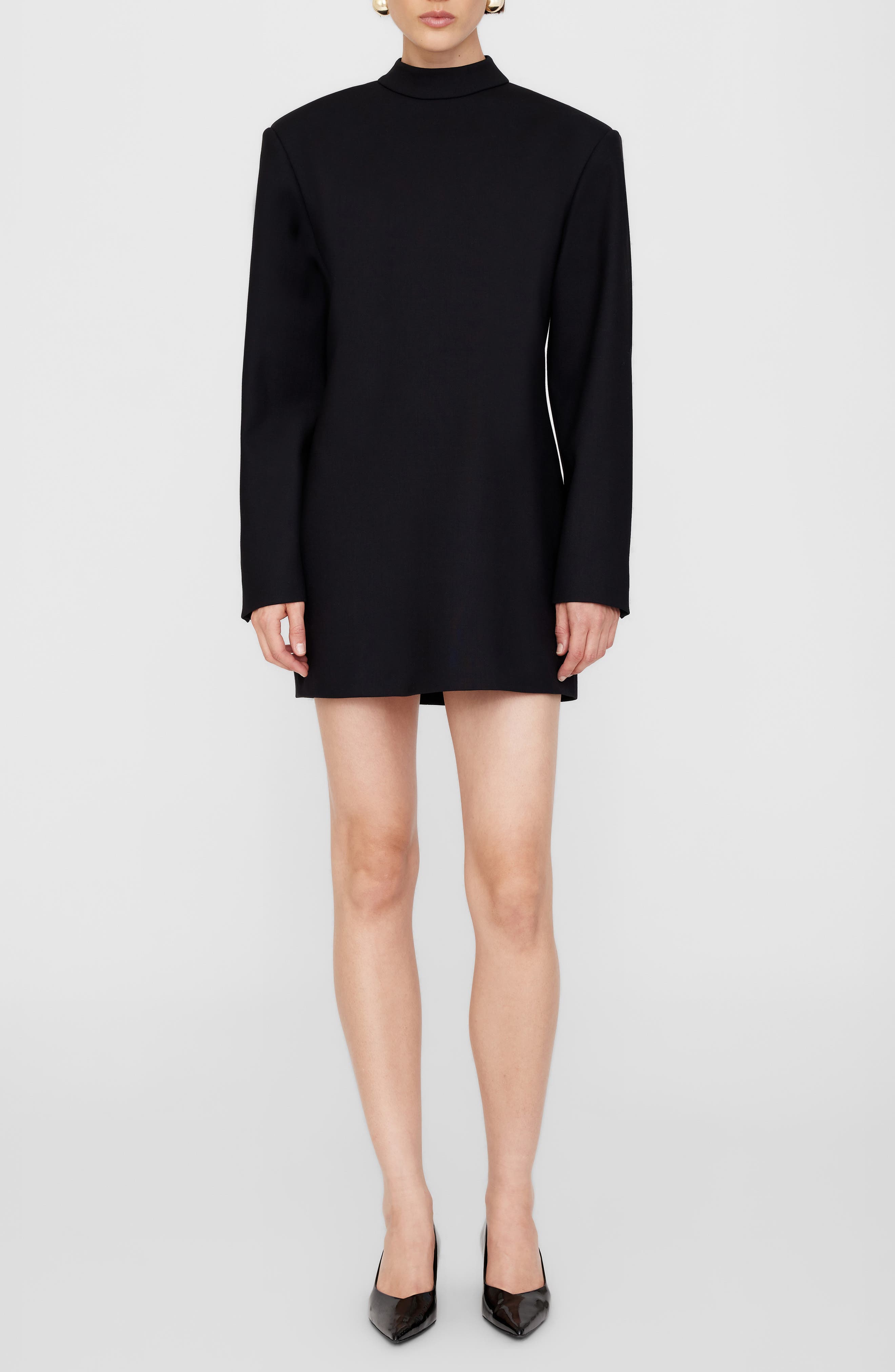 Adeline Wool Blend Mock Neck Minidress