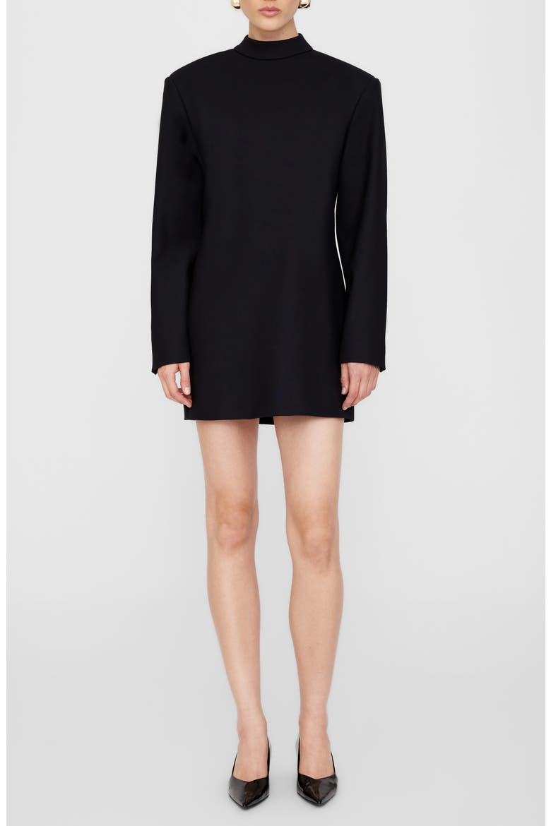 Adeline Wool Blend Mock Neck Minidress, Main, color, BLACK