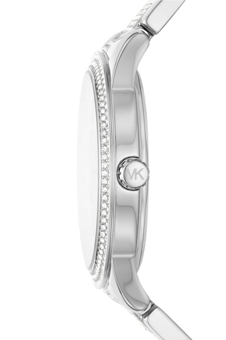 Tibby Pavé Bracelet Watch, 40mm, Alternate, color, SILVER