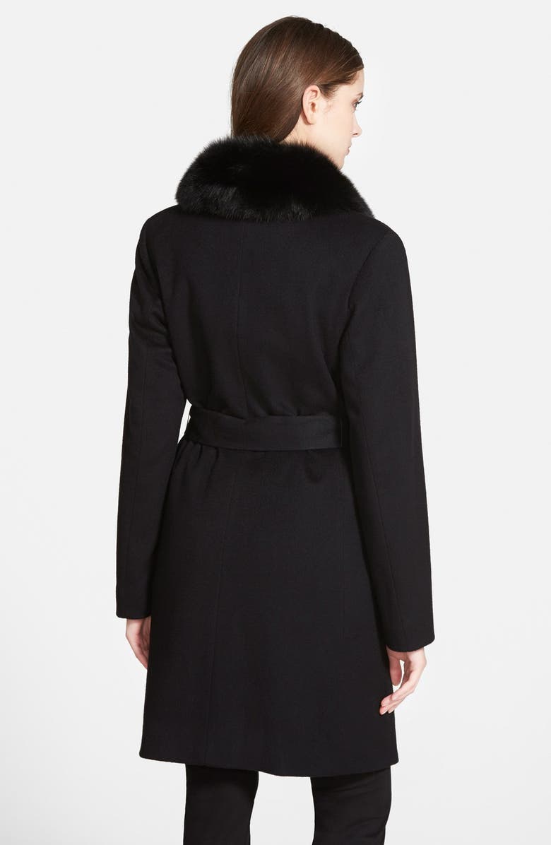 Fleurette Wool Wrap Coat with Genuine Fox Fur Collar, Alternate, color, 