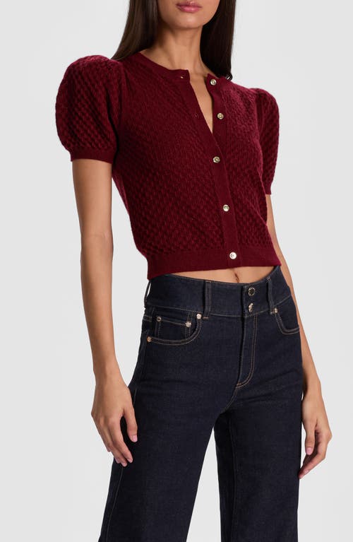 Alice And Olivia Sabine Puff-sleeve Cashmere-blend Sweater In Burgundy