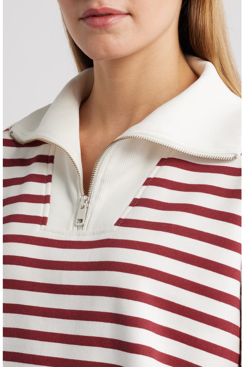 Stripe Half-Zip Cotton Sweatshirt, Alternate, color, BIKING RED STRIPED