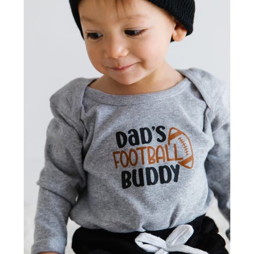 Sweet Wink Dad's Football Buddy Black & Brown Long Sleeve Bodysuit In Gray