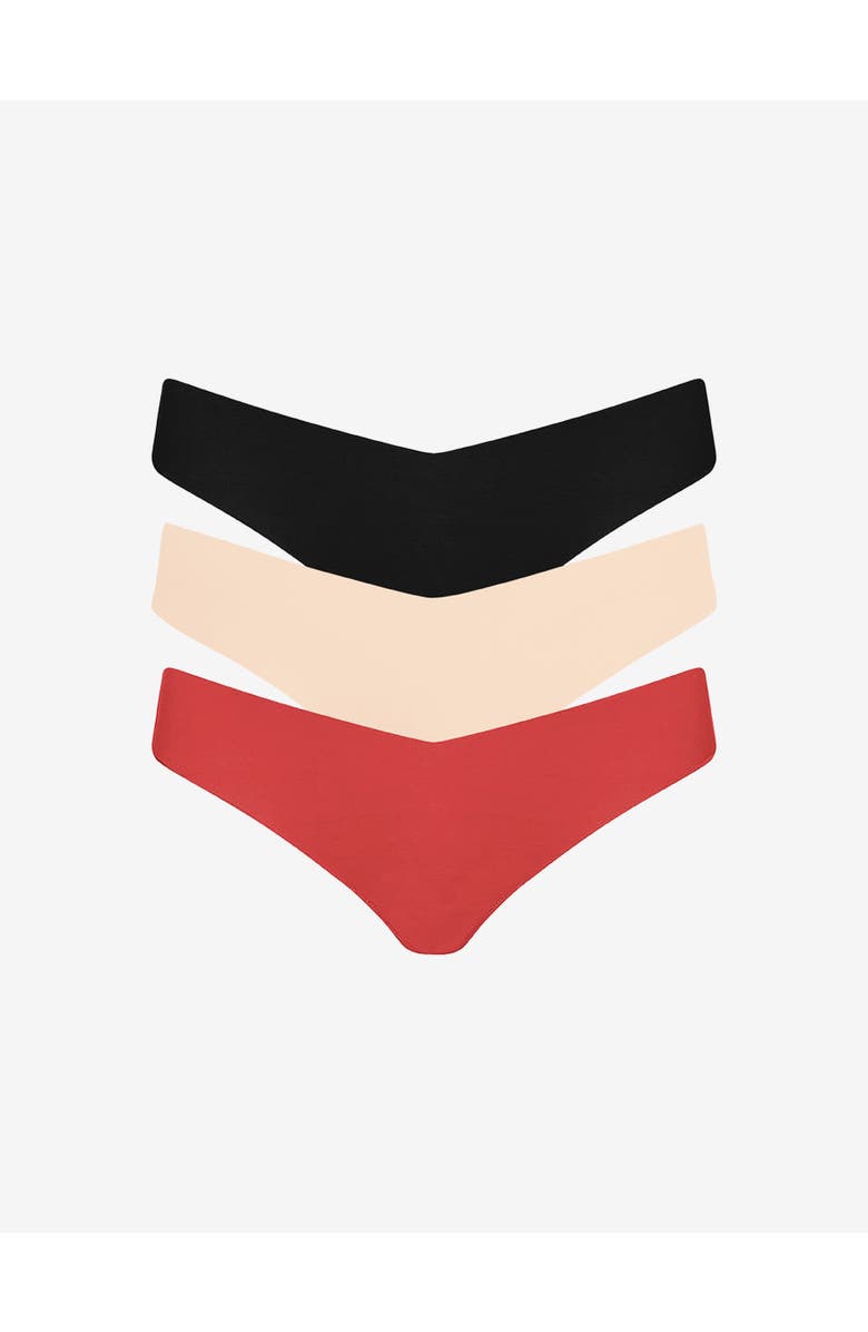 Commando Classic Solid Thong 3-Pack, Alternate, color, Blush/Beige/Black