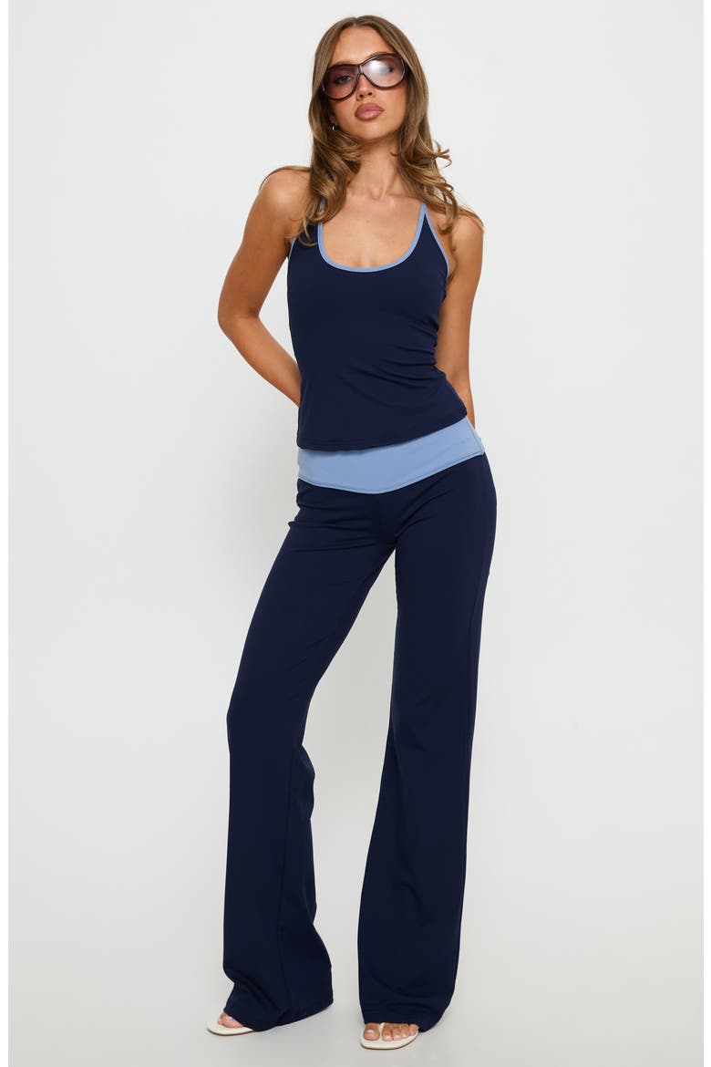 Kobee Contrast Trim Halter Top, Alternate, color, NAVY / LIGHT BLUE