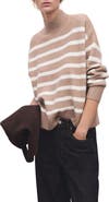 MANGO Oversize Stripe Mock Neck Sweater