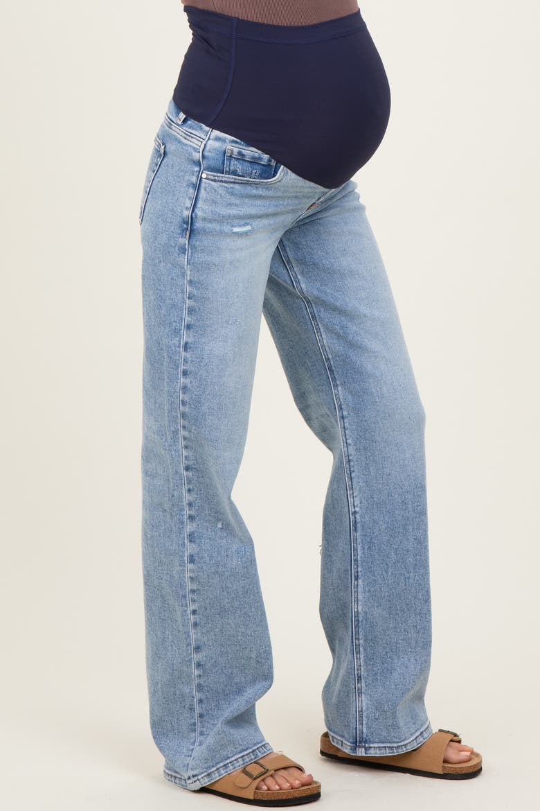 Lightly Distressed Maternity Wide Leg Jeans, Alternate, color, Blue
