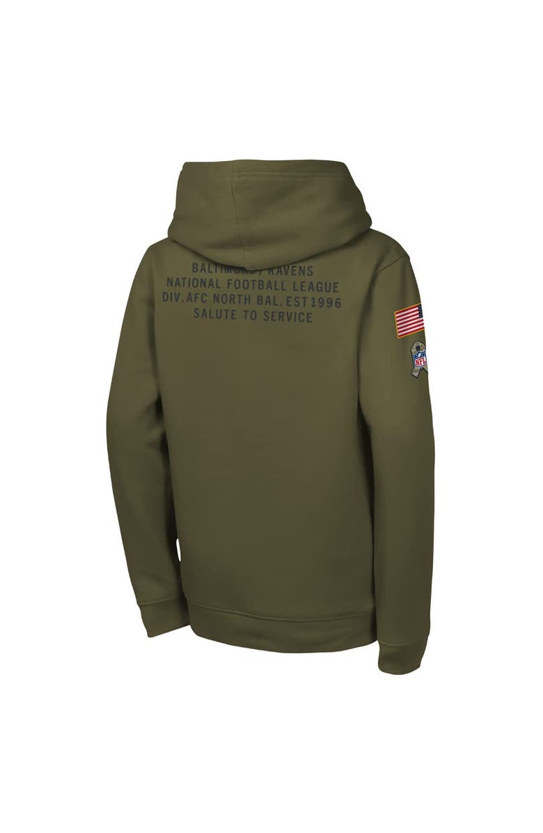 Nike Youth Nike Olive Baltimore Ravens 2025 Salute to Service Club Fleece Hoodie, Alternate, color, Olive