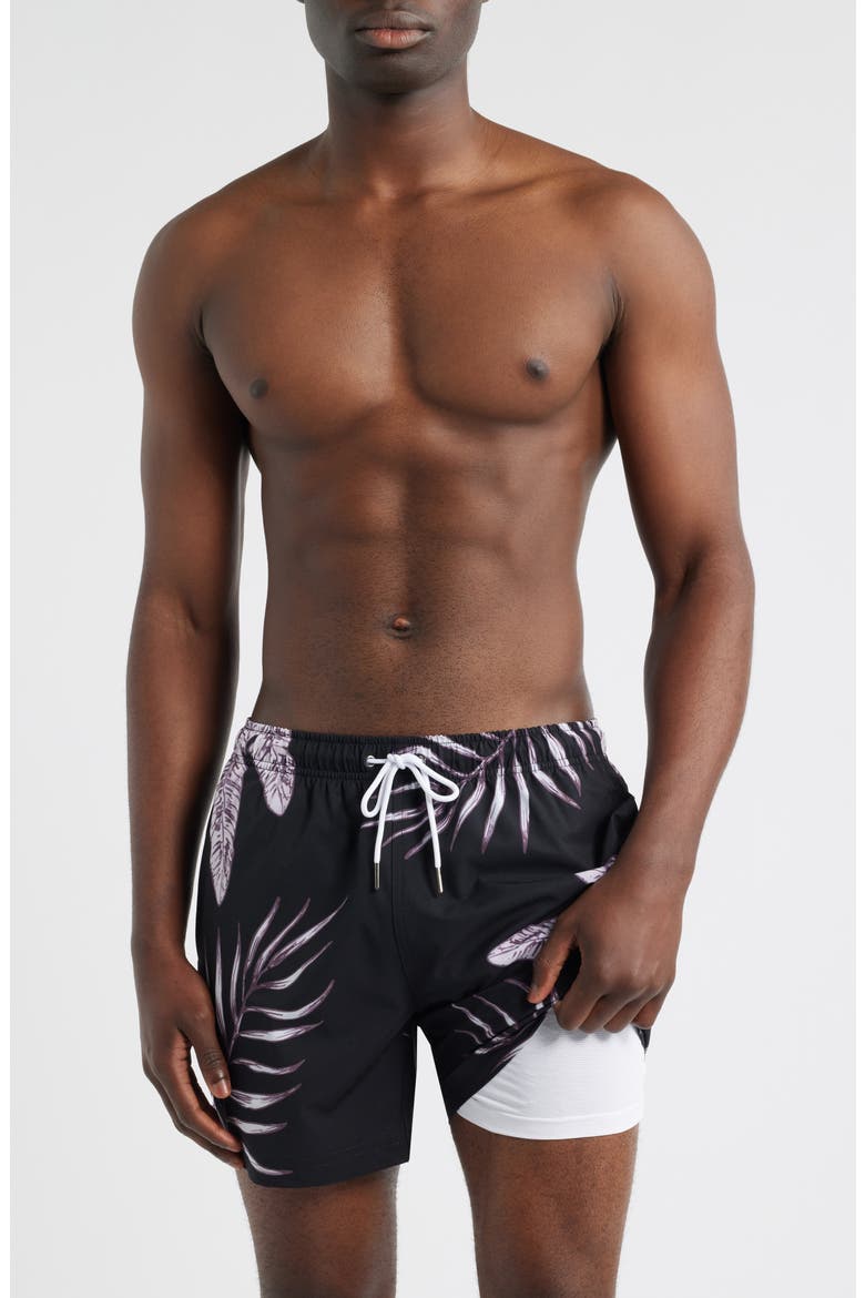 Jungle Swim Trunks, Alternate, color, BLACK