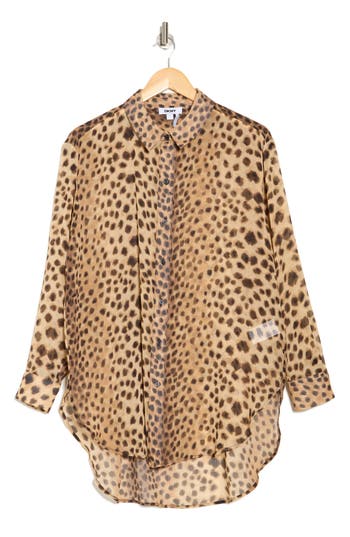Donna Karan Chiffon Button-up Shirt In Cheet Rpt