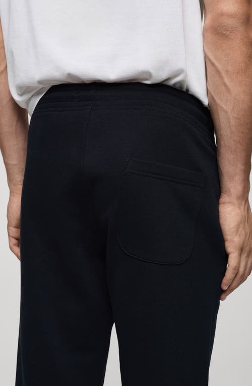 Mango Elastic Waist Cotton Blend Joggers In Dark Navy