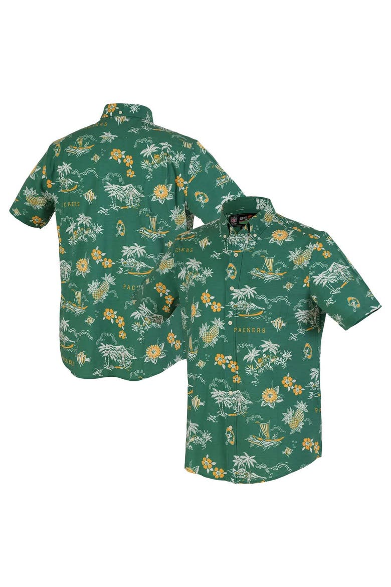 Men's Reyn Spooner Green Green Bay Packers Throwback Kekai Performance Button-Down Shirt, Main, color, Green