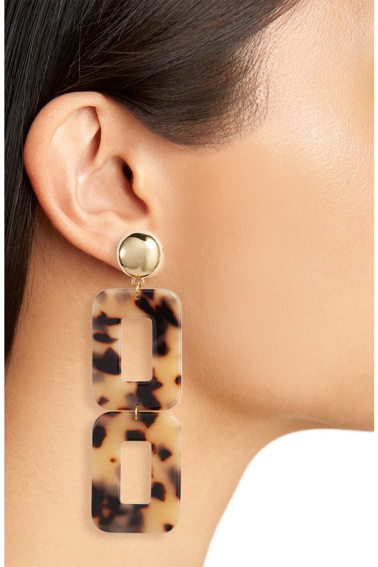 Rectangle Statement Earrings, Alternate, color, TORTOISE