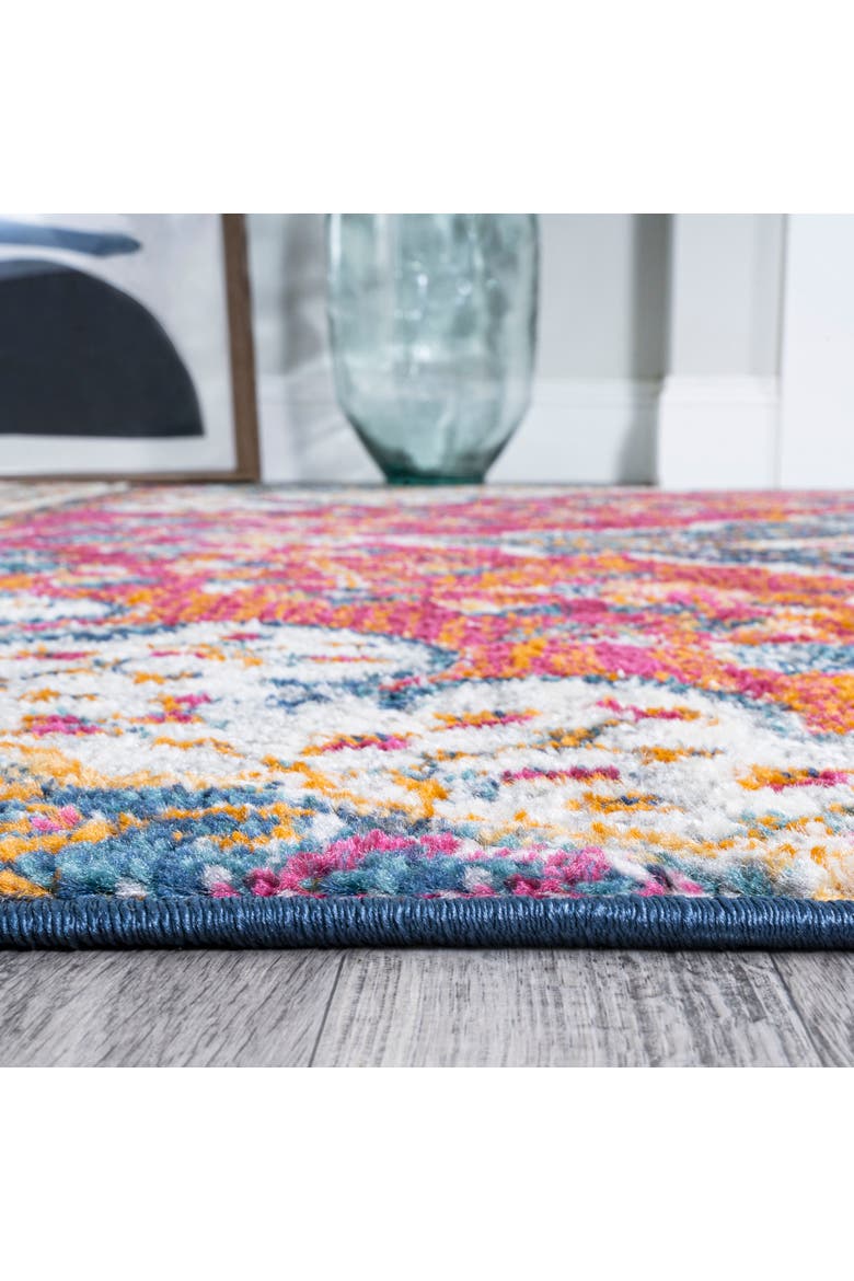 Bohemian FLAIR Boho Vintage Medallion Area Rug, Alternate, color, Fuchsia/White