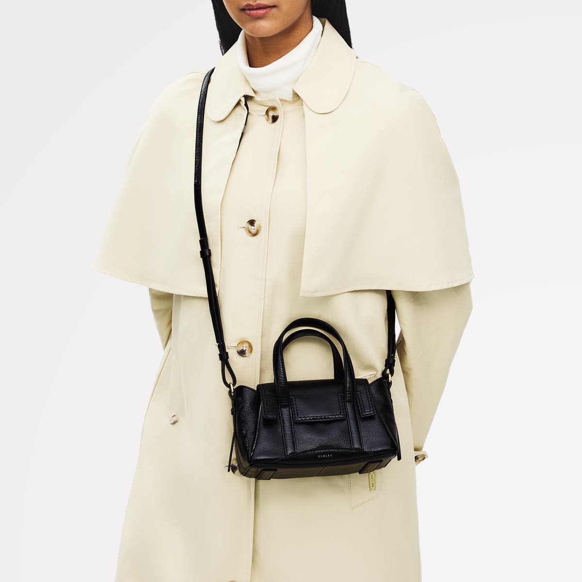 Radley The Chancery - High Shine Small Flapover Satchel Bag, Alternate, color, Black