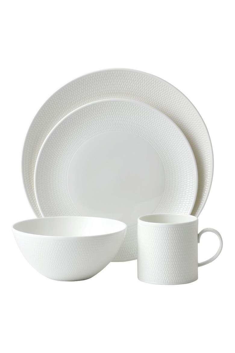 Gio Bone China 4-Piece Place Setting, Main, color, WHITE