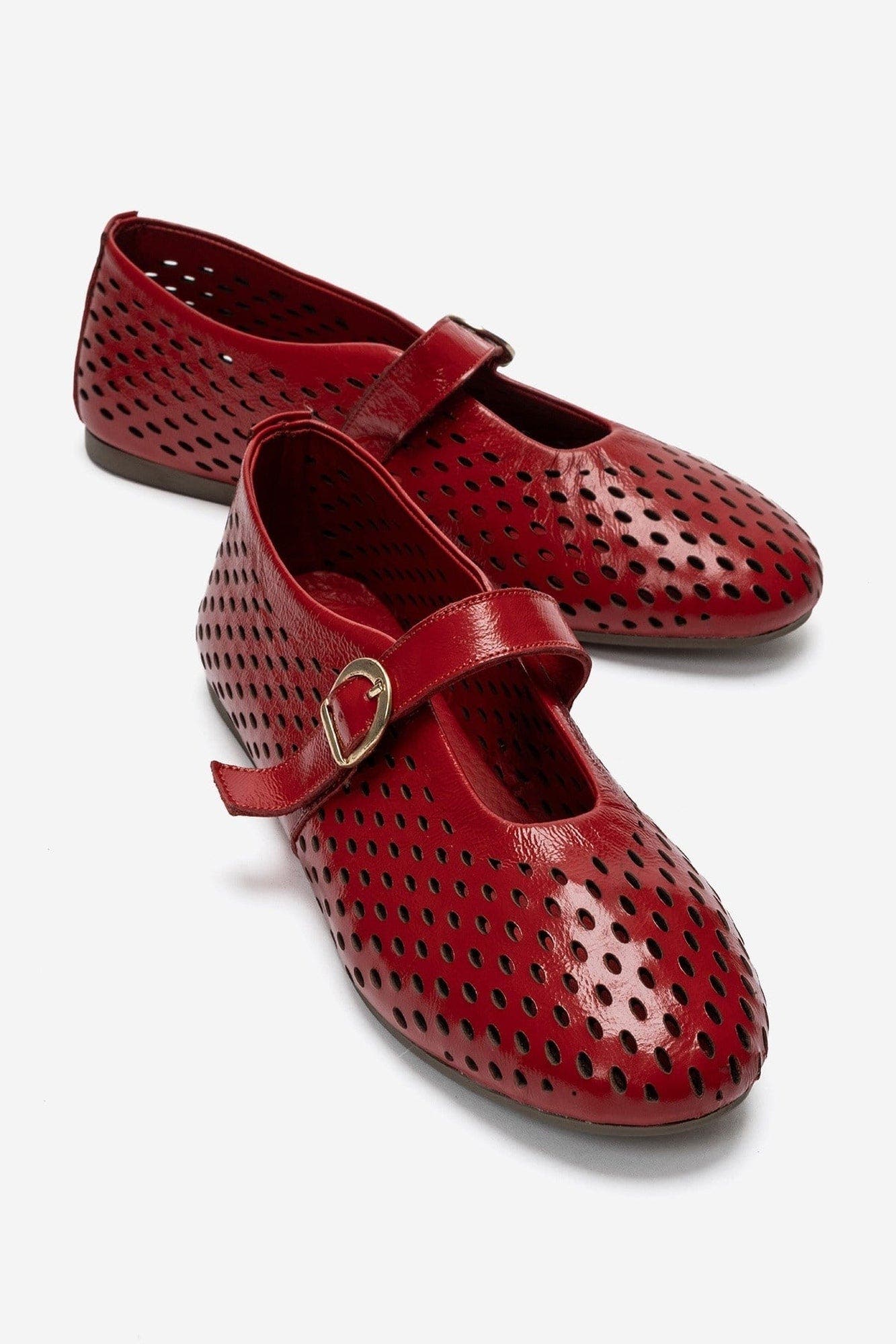 Arian Leather Ballet Flat, Alternate, color, Red Patent