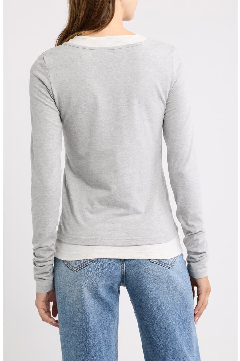 Layered Henley T-Shirt, Alternate, color, GREY