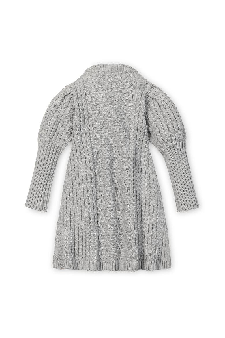 Kids' Organic Long Sleeve Mock Neck Button Placket Sweater Dress, Alternate, color, Gray Heather Cable