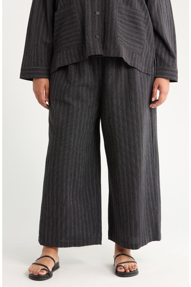 Organic Linen Blend Ankle Wide Leg Pants, Main, color, BLACK